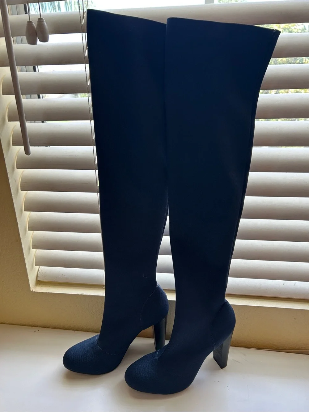 Charles David Navy Over-the-Knee Block Heel Boots